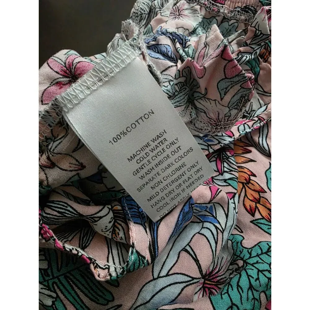 Hannah Banana Tropical Print Set Smocked Top Paperbag Waist Shorts Pink Size 6X